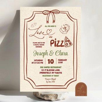 love and pizza coquette italian couple shower invitation