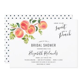 love as sweet as a peach bridal shower invitation