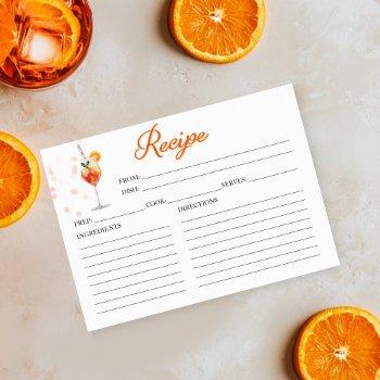 love at first spritz bridal shower recipe card