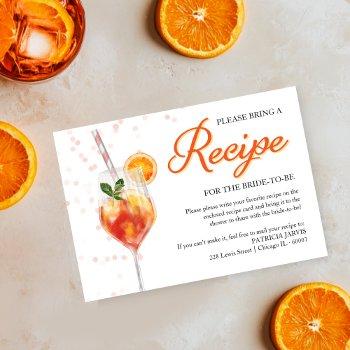 love at first spritz bridal shower recipe request invitation