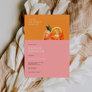 love at first spritz modern bridal shower invitation