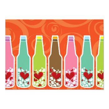 Love Hearts Bottles Whimsical Bridal Shower Party Invitation Front View