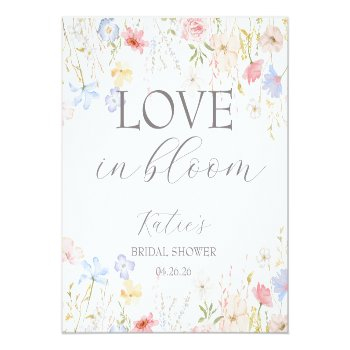 Love In Bloom Bridal Shower Flower Bar Sign Wine Label Front View
