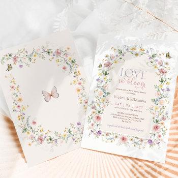 love in bloom pastel wildflowers bridal shower invitation