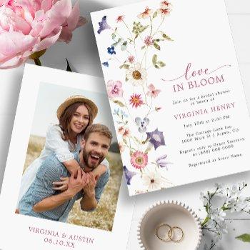 love in bloom photo bridal shower invitation