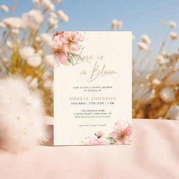 love in bloom soft pink floral bridal shower invitation