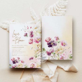 love in bloom spring floral bridal shower invitation