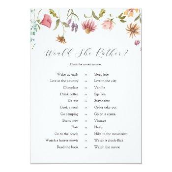 Love In Bloom Wildflower Would She Rather Card Front View