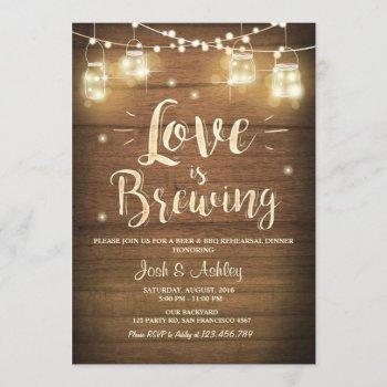 love is brewing bbq rehearsal bridal shower wood invitation