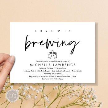 love is brewing, beer party bridal shower invitation