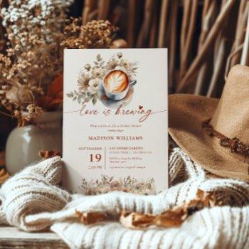 love is brewing bridal shower coffee &  floral invitation