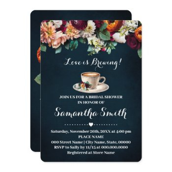 love is brewing bridal shower coffee flowers invitation