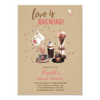 Love Is Brewing Bridal Shower Coffee Muffins Invit Front View