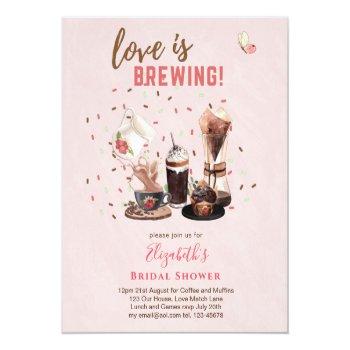 Love Is Brewing Bridal Shower Coffee Muffins Invit Front View