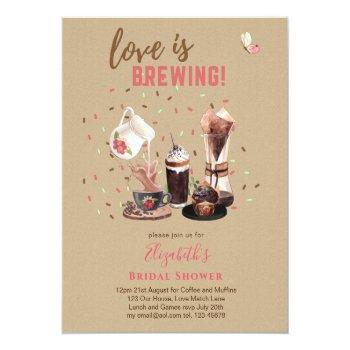 Love Is Brewing Bridal Shower Coffee Muffins Invit Flyer Front View