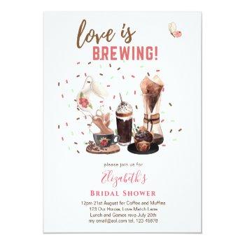 Love Is Brewing Bridal Shower Coffee Muffins Invit Flyer Front View