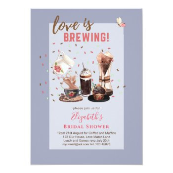 Love Is Brewing Bridal Shower Coffee Muffins Invit Invitation Front View