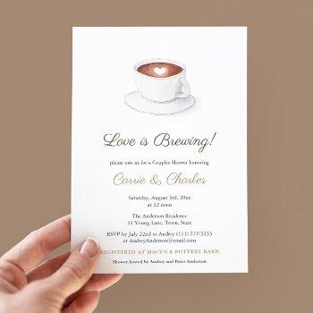 love is brewing coffee cup wedding shower invitation