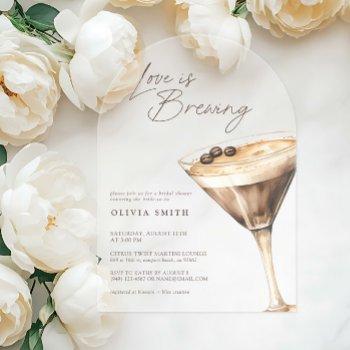 love is brewing espresso martini bridal shower acrylic invitations