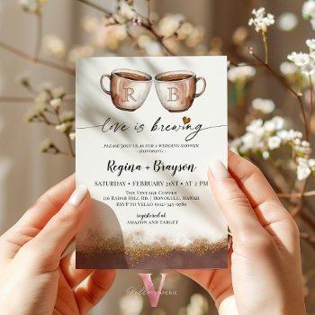 love is brewing initial bridal shower invitation 