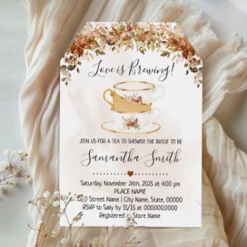 love is brewing tea bridal shower fall invitation