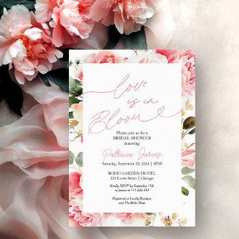 love is in bloom bridal shower blush floral invitation