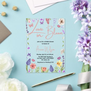 love is in bloom brunch and bubbly bridal shower acrylic invitations