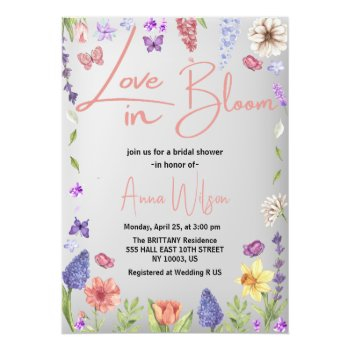 Love Is In Bloom Brunch And Bubbly Bridal Shower Acrylic Invitations Front View