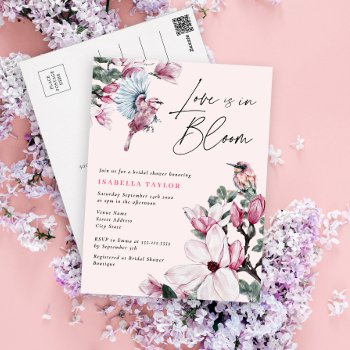 Love Is In Bloom Floral Birds Budget  Postcard Front View