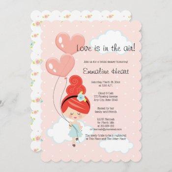 love is in the air bridal shower redhead cloud 9 invitation