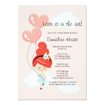 Love Is In The Air Bridal Shower Redhead Cloud 9 Invitation Front View