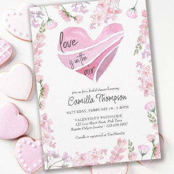 love is in the air heart and flowers bridal shower invitation