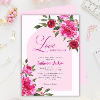 love is in the air red and pink bridal shower  invitation