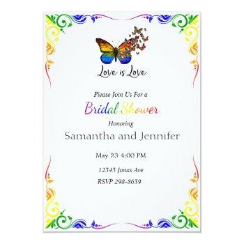 Love Is Love Rainbow Theme Bridal Shower  Invitation Front View