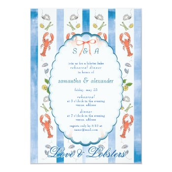 Love & Lobster Coquette Wedding Rehearsal Dinner Invitation Front View