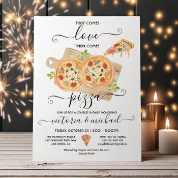 love & pizza couples shower invitation