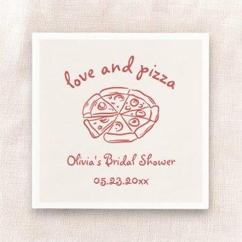 love & pizza italian hand drawn red bridal shower napkins