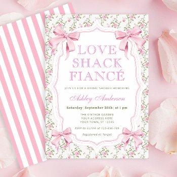 love shack fiance pink bow bridal shower invitation