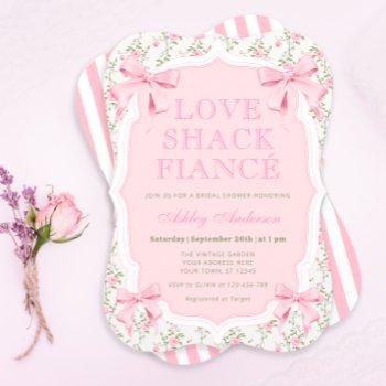 love shack fiance pink bow coquette bridal shower invitation