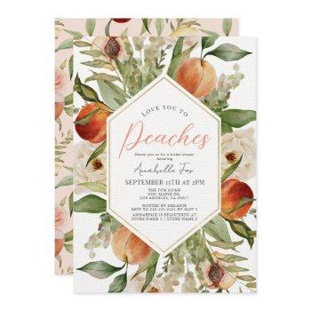 love you to peaches floral bridal shower invitation