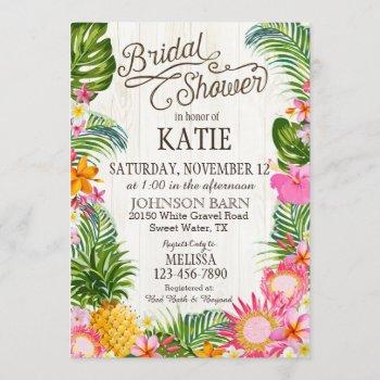 luau hawaiian beach rustic bridal shower invitation