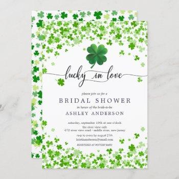 lucky in love 4 leaf clover bridal shower  invitation