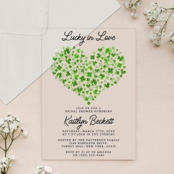 lucky in love st. patrick's day bridal shower acrylic invitations