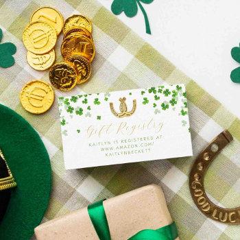 lucky in love st. patrick's day bridal shower enclosure card