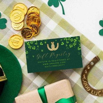 lucky in love st. patrick's day bridal shower enclosure card