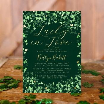 lucky in love st. patrick's day bridal shower real foil invitation