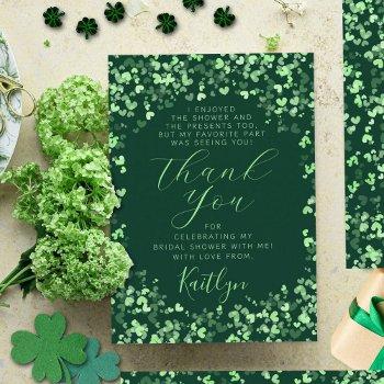 lucky in love st. patrick's day bridal shower thank you card