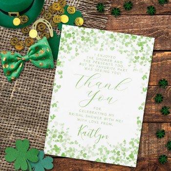 lucky in love st. patrick's day bridal shower thank you card