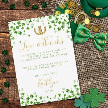 Lucky In Love St. Patrick's Day Bridal Shower Thank You Card Front View