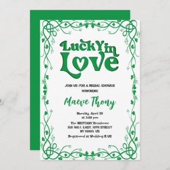  lucky in love st patricks day green bridal shower invitation